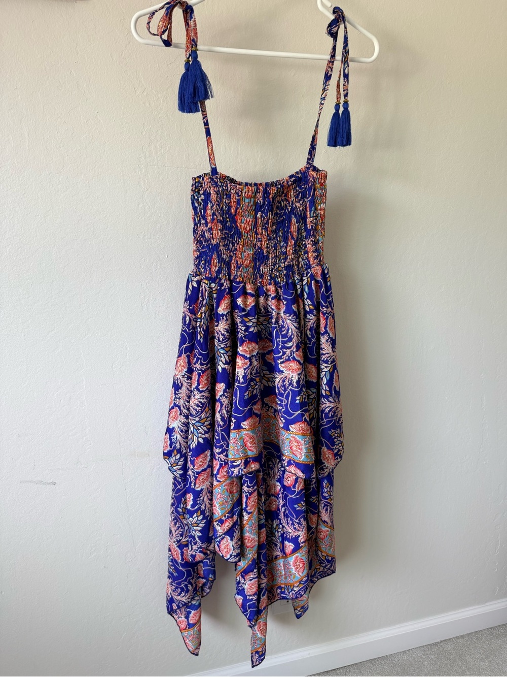 Blue Floral Smocked Sundress - Women’s Large